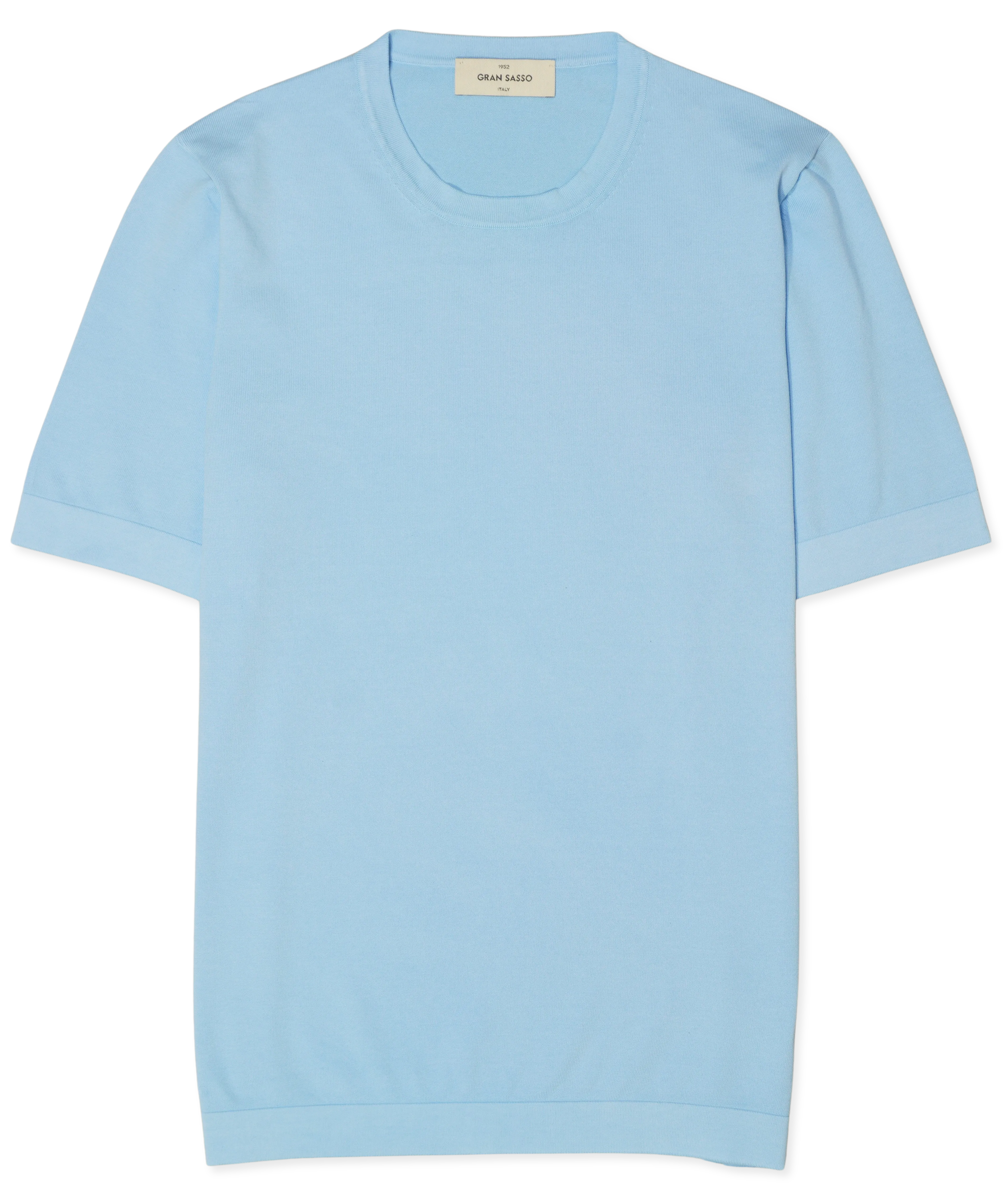 Gran Sasso Knitted Pure Cotton T-Shirt Light Blue