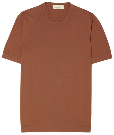 Gran Sasso Knitted Pure Cotton T-Shirt Terracotta