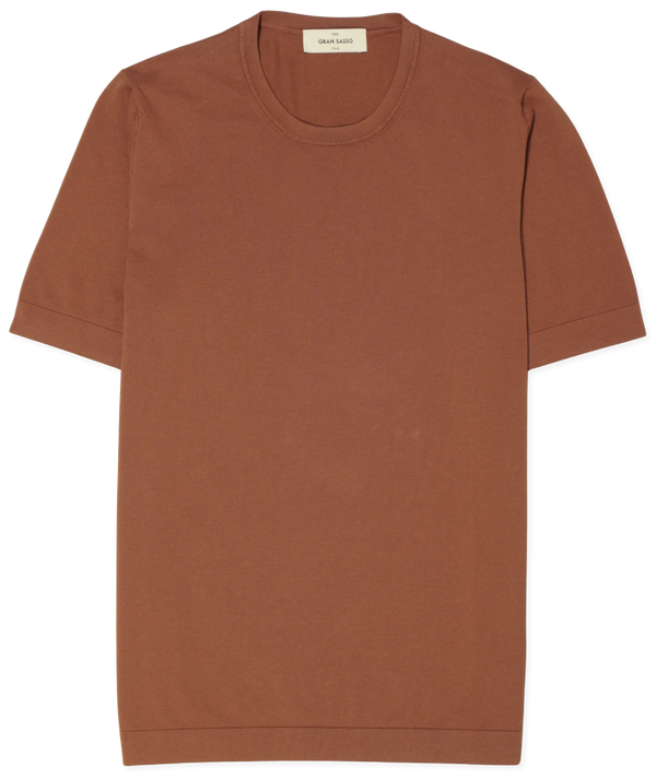 Gran Sasso Knitted Pure Cotton T-Shirt Terracotta