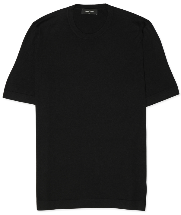 Gran Sasso Knitted Cashmere Silk T-Shirt Black
