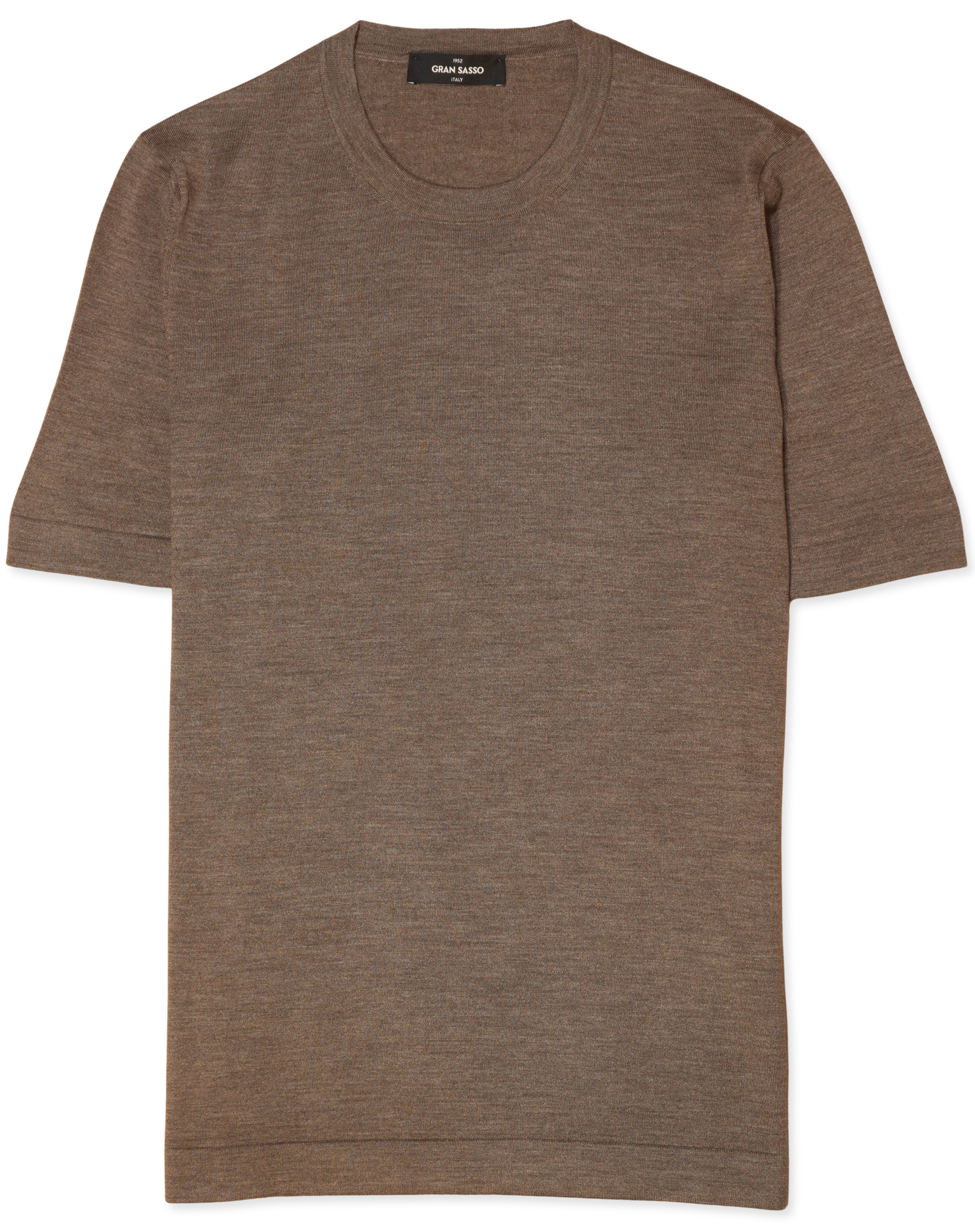 Gran Sasso Knitted Cashmere Silk T-Shirt Light Brown