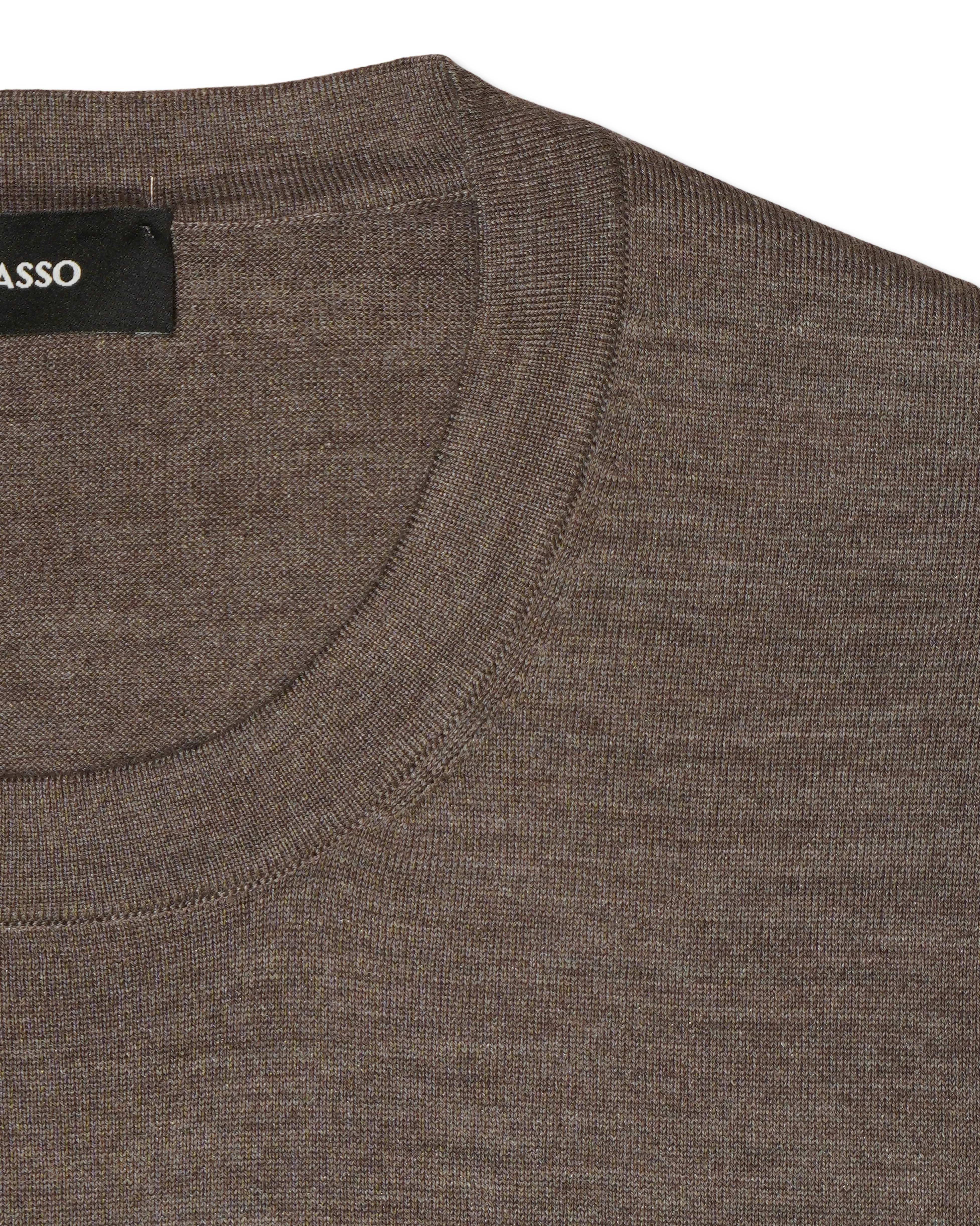 Gran Sasso Knitted Cashmere Silk T-Shirt Light Brown
