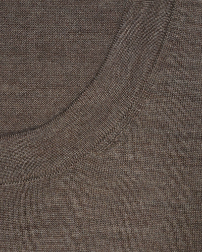 Gran Sasso Knitted Cashmere Silk T-Shirt Light Brown