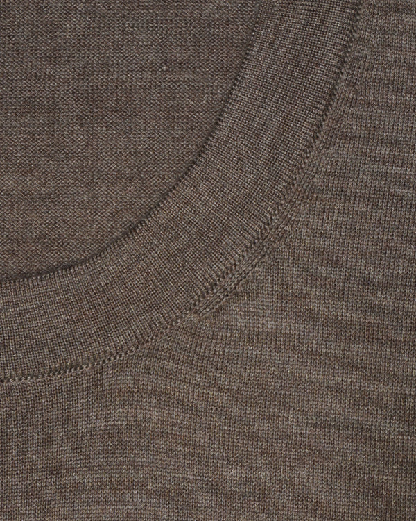 Gran Sasso Knitted Cashmere Silk T-Shirt Light Brown
