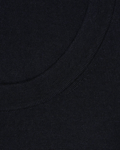 Gran Sasso Knitted Cashmere Silk T-Shirt Navy