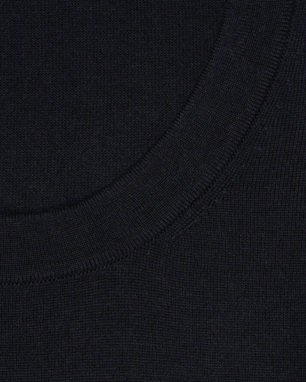 Gran Sasso Knitted Cashmere Silk T-Shirt Navy