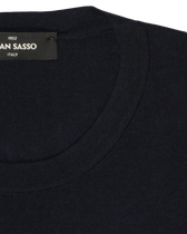 Gran Sasso Knitted Cashmere Silk T-Shirt Navy