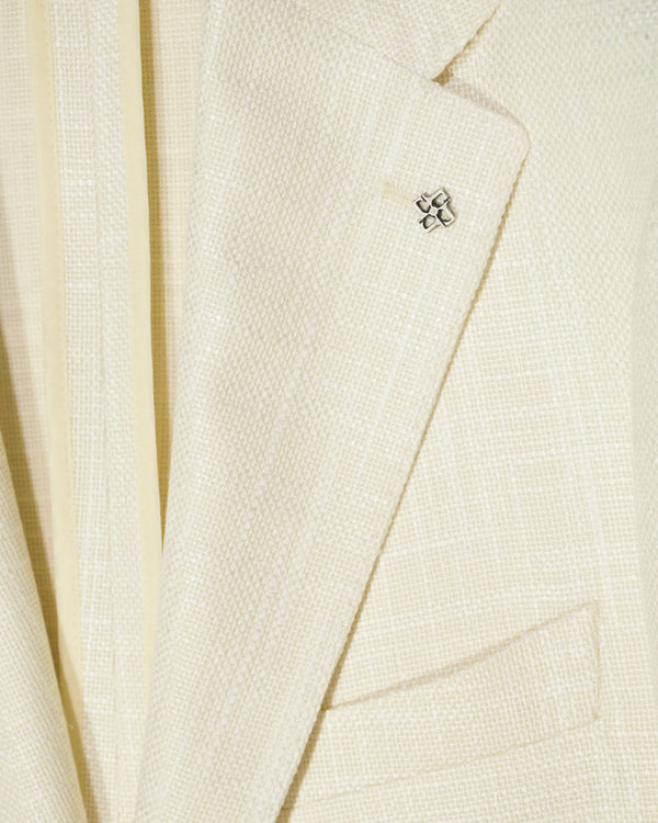 Tagliatore Jacket Cotton Linen Blend White