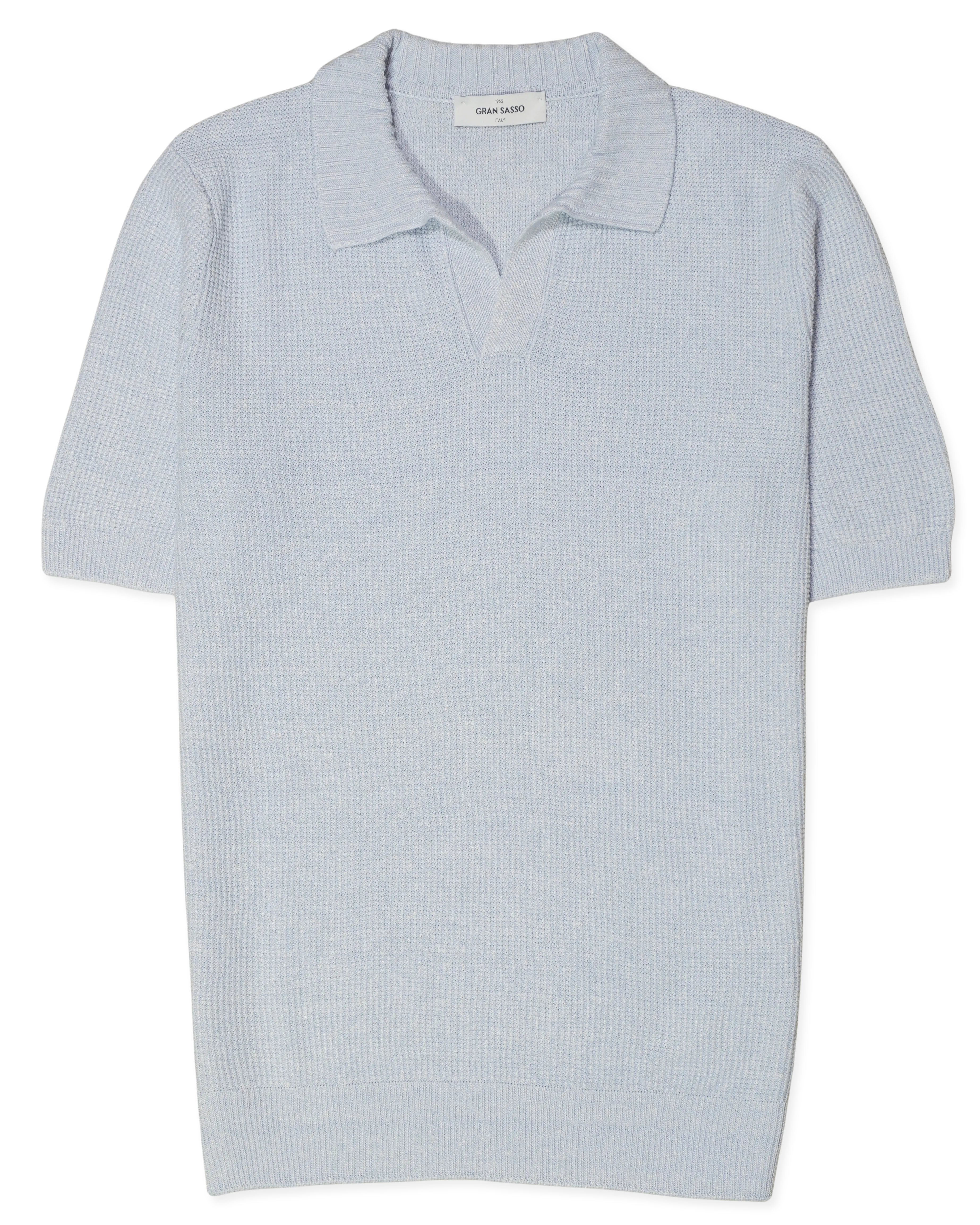 Gran Sasso Polo Shirt Linen Cotton Light Blue