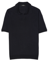Gran Sasso Polo Shirt Pure Silk Navy