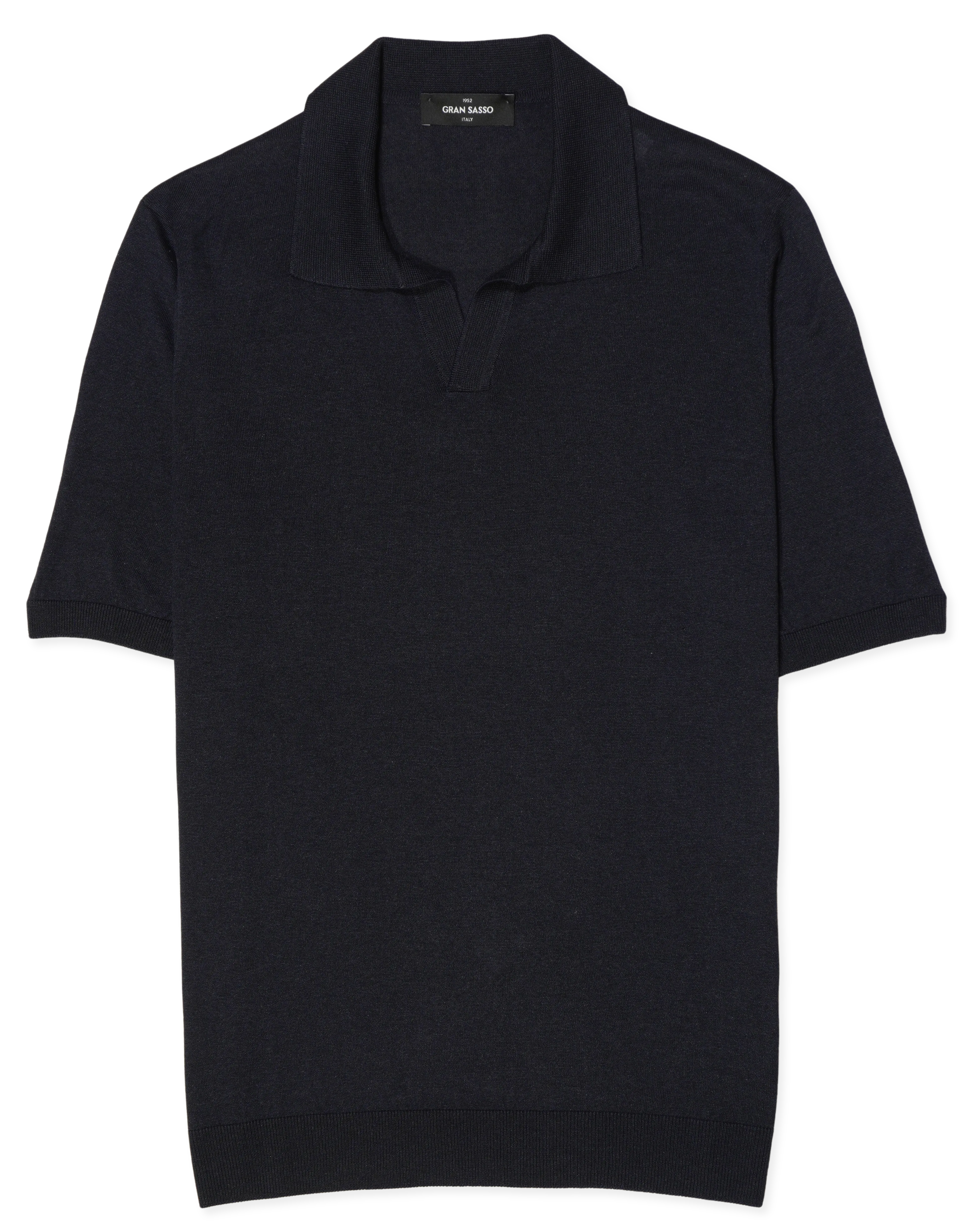 Gran Sasso Polo Shirt Pure Silk Navy