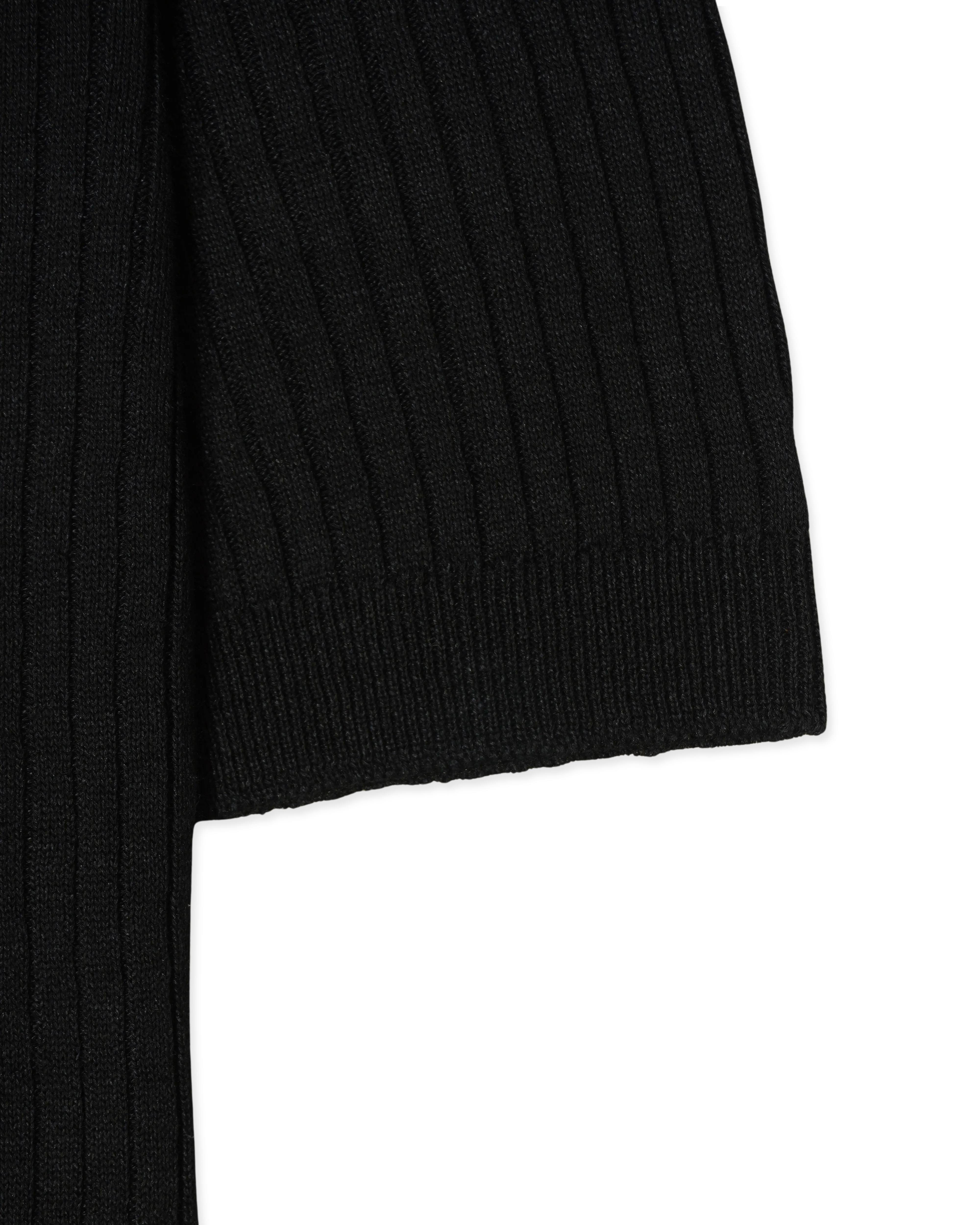 Gran Sasso Polo Shirt Linen Cotton Ribbed Black