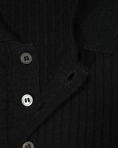 Gran Sasso Polo Shirt Linen Cotton Ribbed Black