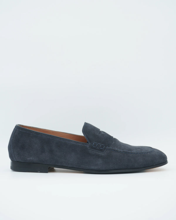 Doucals Penny Loafer Suede Ocean Blue