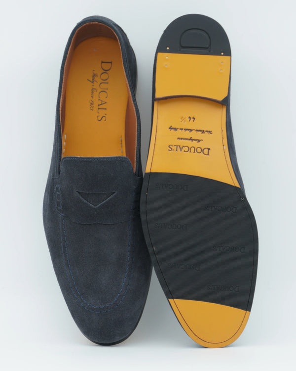 Doucals Penny Loafer Suede Ocean Blue