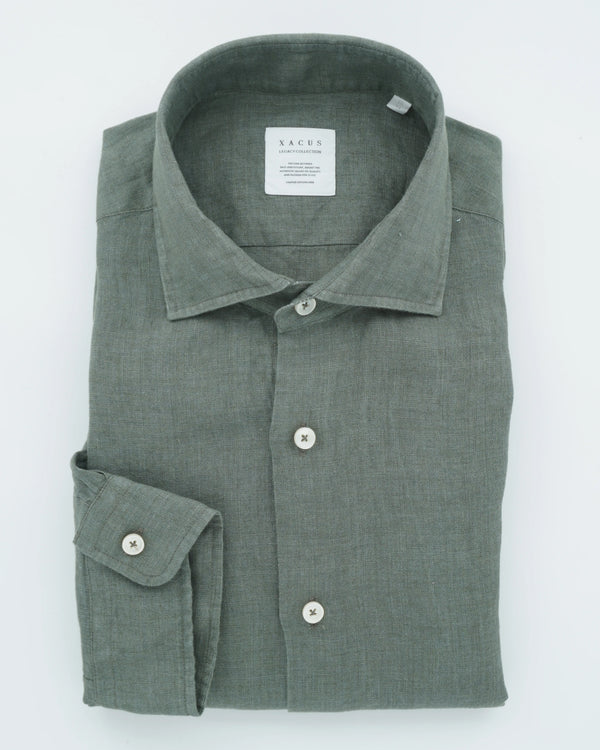 Xacus Shirt Pure Linen Slim Fit Green