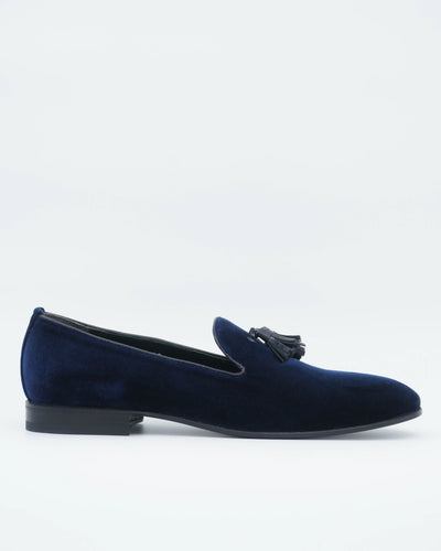 Sand Copenhagen Tassel Loafers Velvet Navy