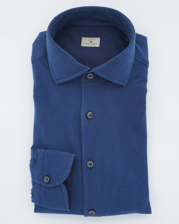 Sonrisa Shirt Washed Cotton Jersey Navy