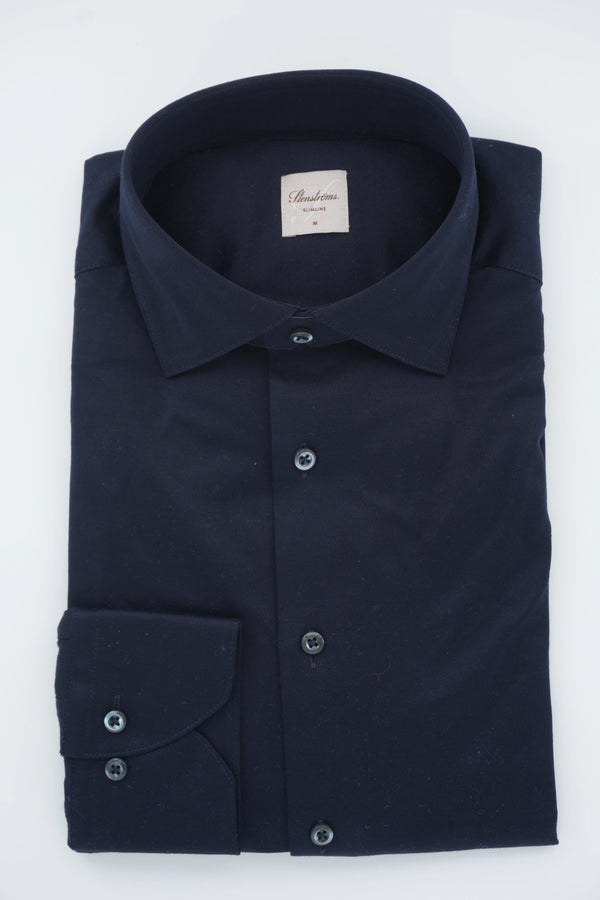 Stenströms Shirt Pure Cotton Jersey Navy
