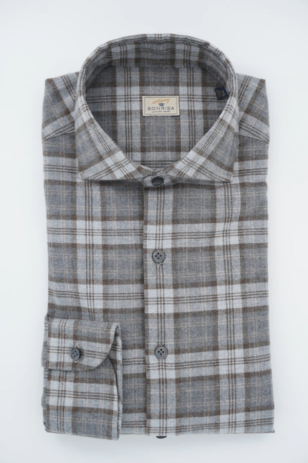 Sonrisa Shirt Flannel Blue Brown Check