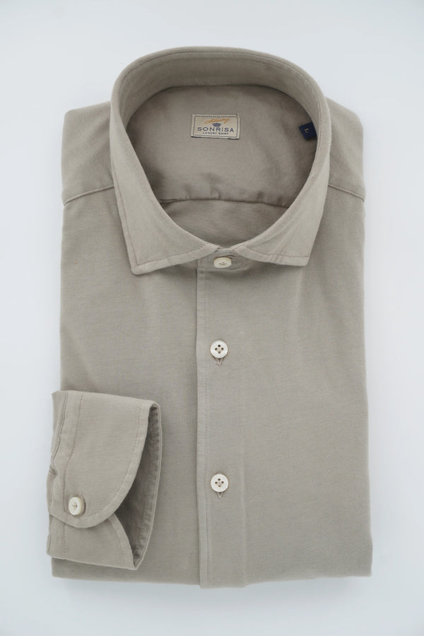 Sonrisa Shirt Washed Cotton Jersey Light Beige