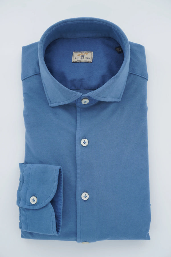 Sonrisa Shirt Washed Cotton Jersey Blue