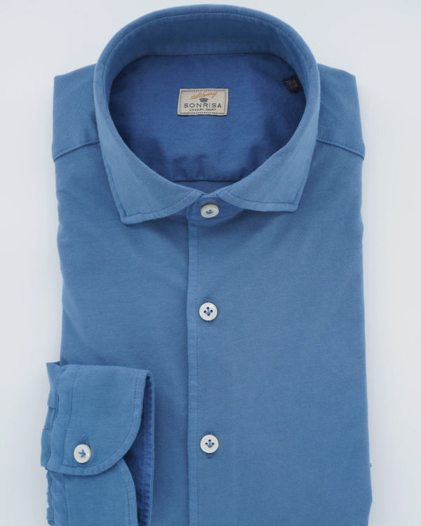 Sonrisa Shirt Washed Cotton Jersey Blue