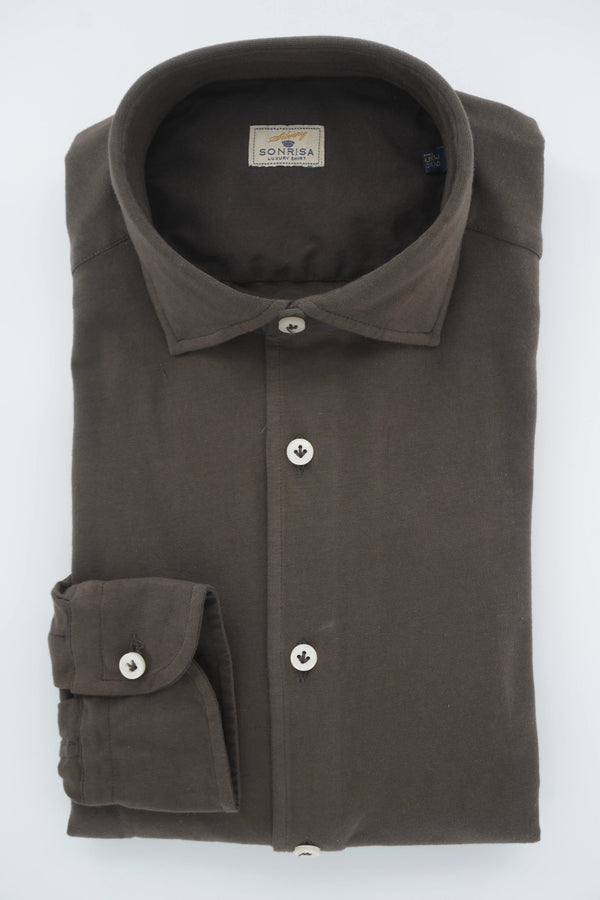 Sonrisa Shirt Washed Cotton Jersey Brown