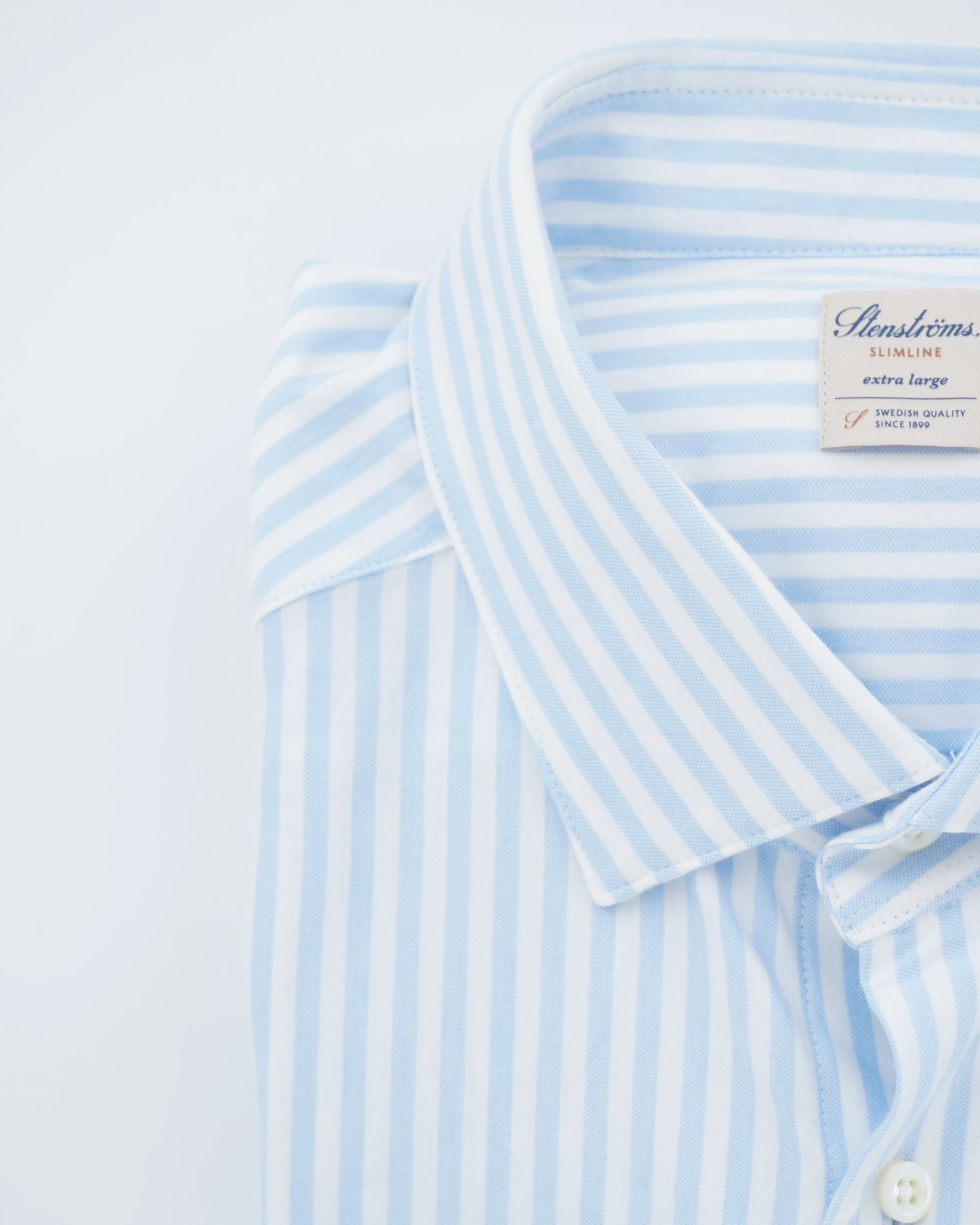 Stenströms Shirt Luxury Jersey Stripe Light Blue