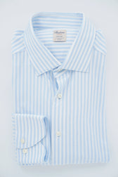 Stenströms Shirt Luxury Jersey Stripe Light Blue