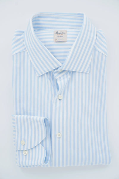 Stenströms Shirt Luxury Jersey Stripe Light Blue