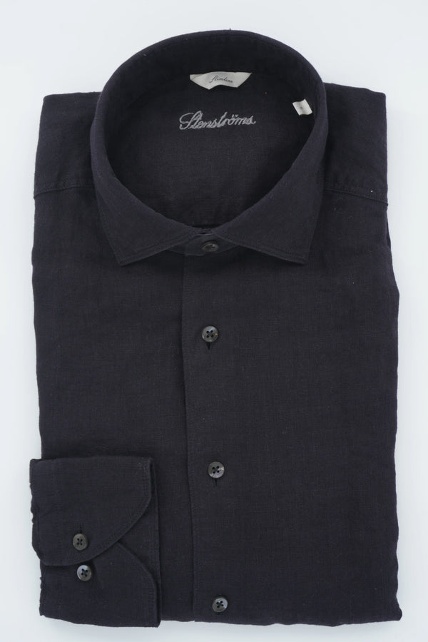 Stenströms Shirt Pure Linen Slim Fit Black