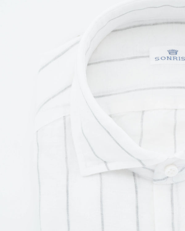 Sonrisa Shirt Pure Linen Striped White
