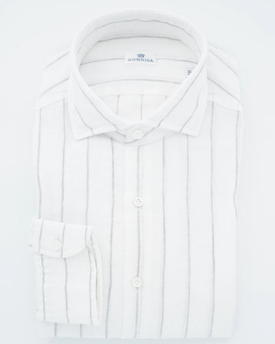 Sonrisa Shirt Pure Linen Striped White