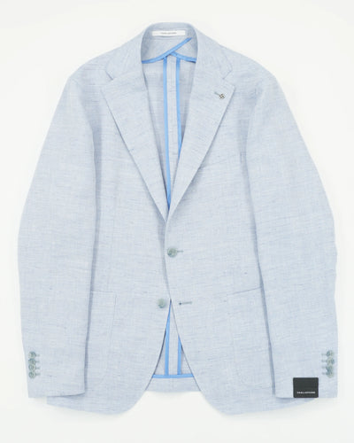 Tagliatore Jacket Linen Chevron Light Blue