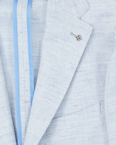 Tagliatore Jacket Linen Chevron Light Blue