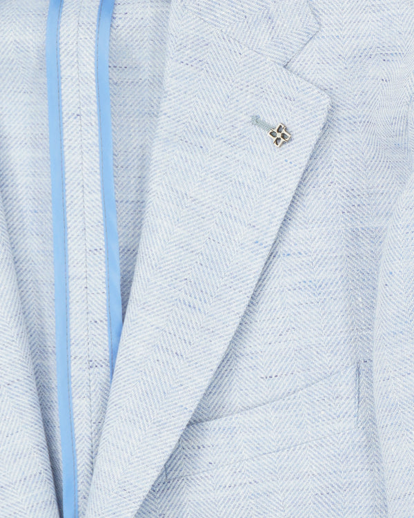 Tagliatore Jacket Linen Chevron Light Blue