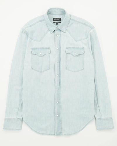Dondup Western Shirt Pure Cotton Denim Light Blue