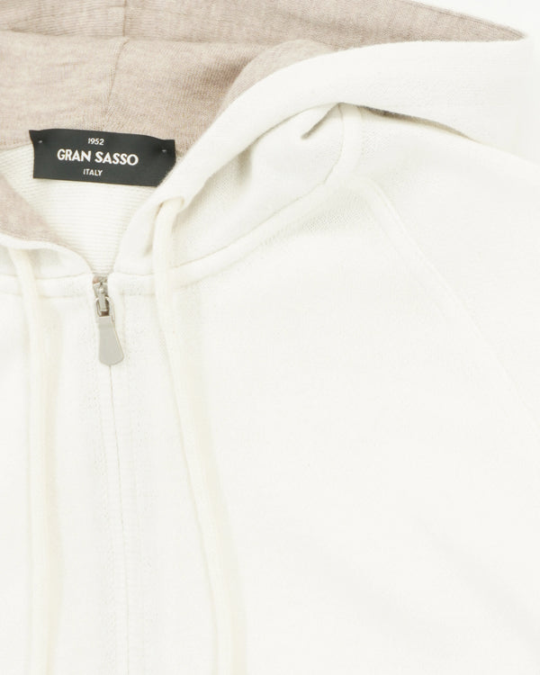 Gran Sasso Hoodie Cotton Cashmere Cream White