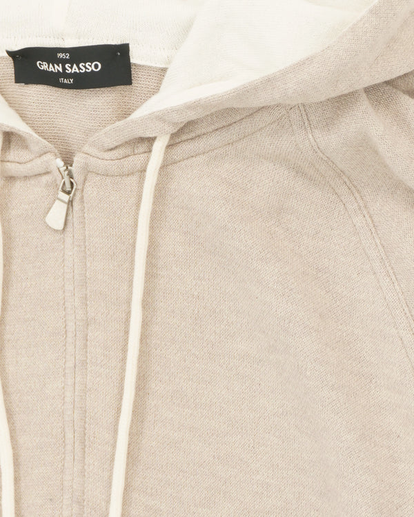 Gran Sasso Hoodie Cotton Cashmere Beige