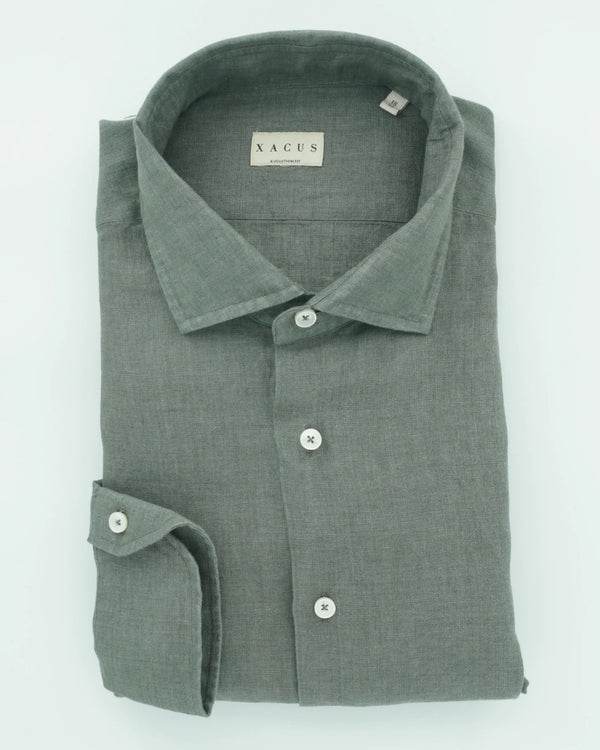 Xacus Shirt Pure Linen Regular Fit Green