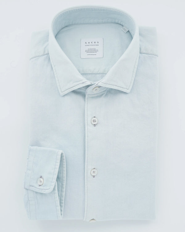 Xacus Shirt Bleached Denim Light Blue