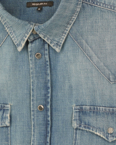 Dondup Western Shirt Pure Cotton Denim Medium Blue