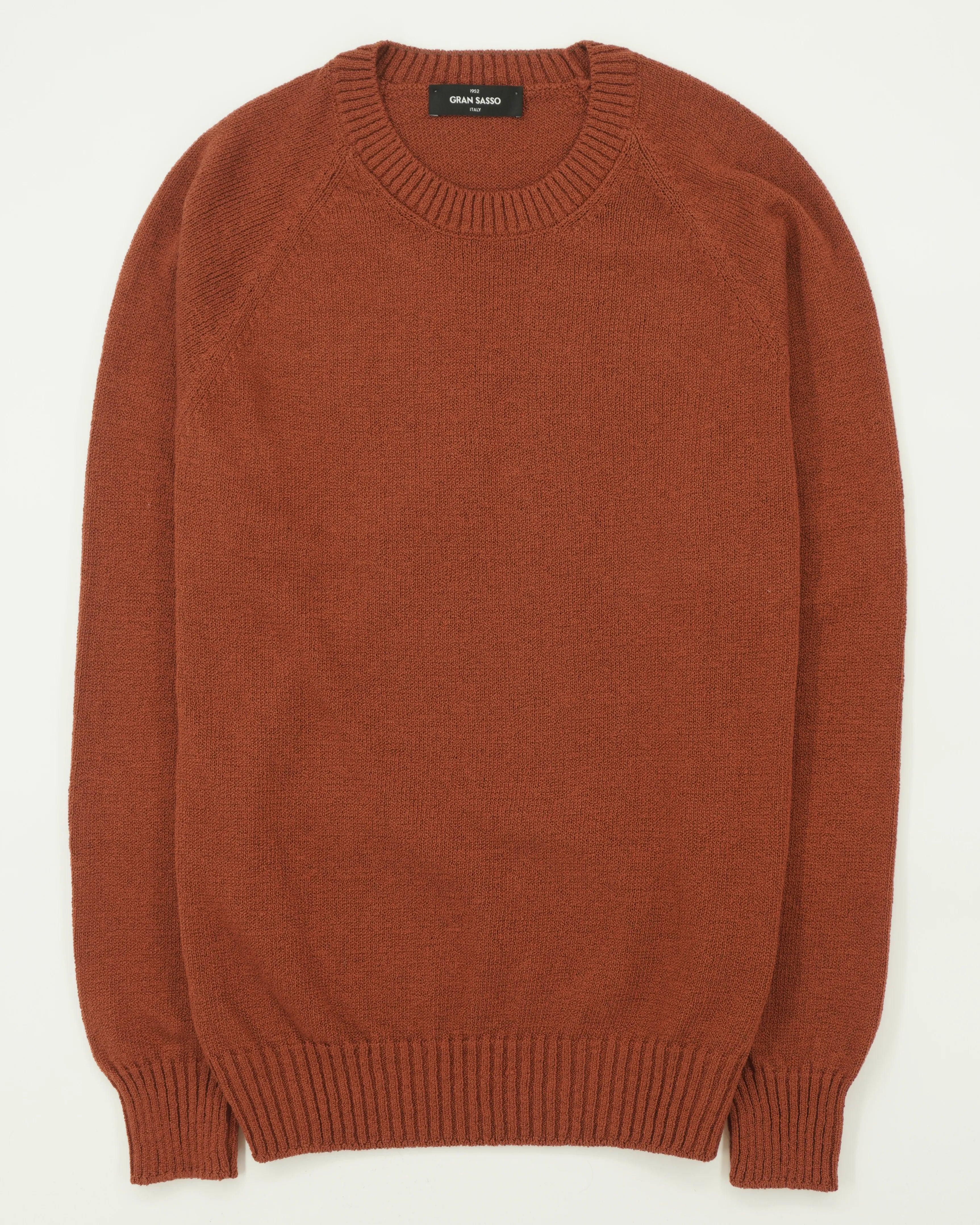 Gran Sasso Crewneck Cotton Cashmere Heavy Knit Terracotta