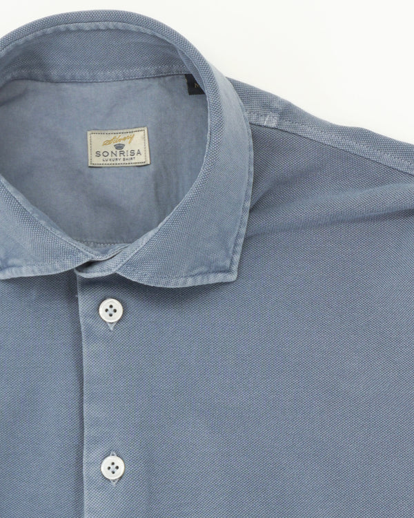 Sonrisa Polo Shirt Washed Cotton Medium Blue
