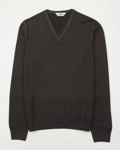 Gran Sasso Pullover V-neck Garment Dyed Brown