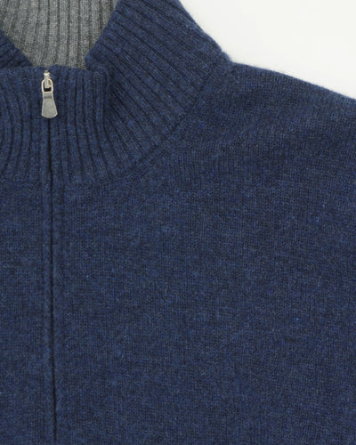 Gran Sasso Half Zip Wool Cashmere Blue