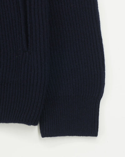 Gran Sasso Full Zip Wool Cashmere Rib Navy