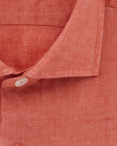 Xacus Shirt Pure Linen Slim Fit Soft Orange