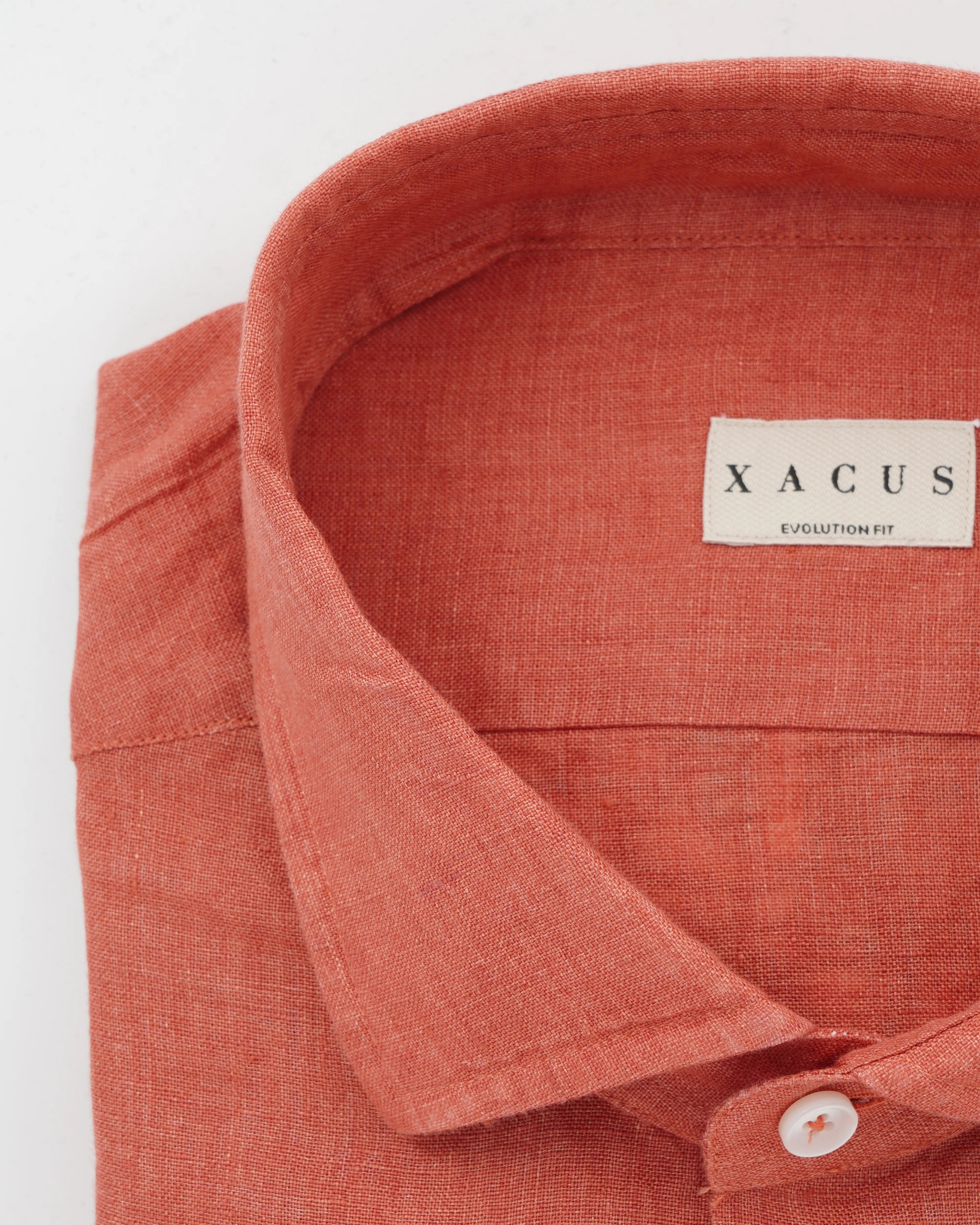 Xacus Shirt Pure Linen Regular Fit Soft Orange